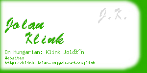 jolan klink business card